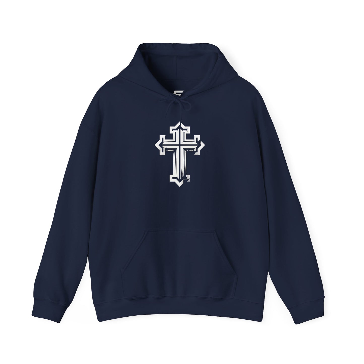 Unisex Heavy Blend™ Hooded Sweatshirt with Modern Cross Design | Cozy Casual Wear
