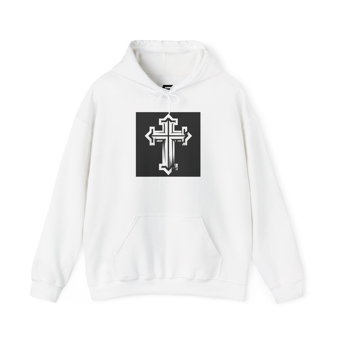 Unisex Heavy Blend™ Hooded Sweatshirt with Modern Cross Design | Cozy Casual Wear