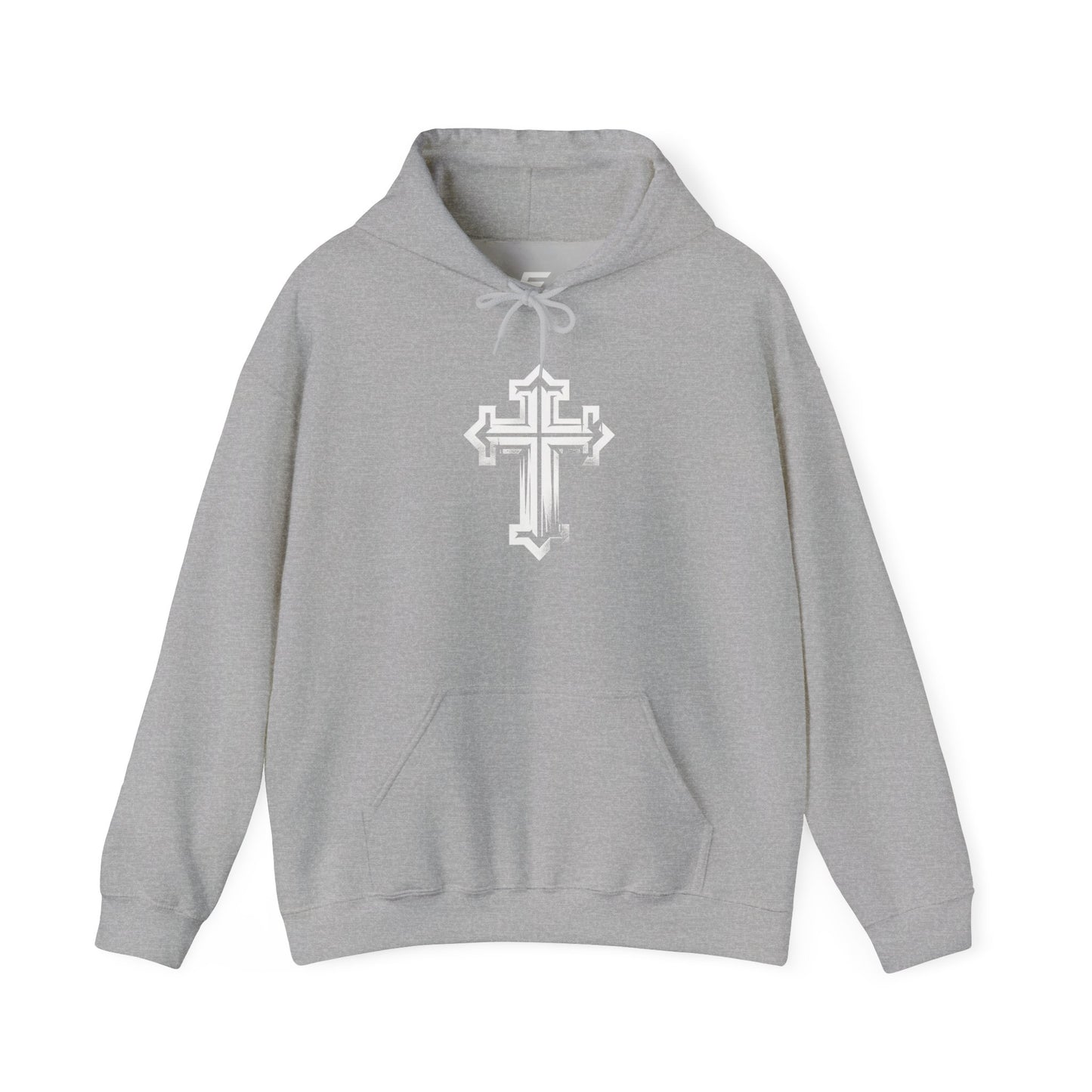 Unisex Heavy Blend™ Hooded Sweatshirt with Modern Cross Design | Cozy Casual Wear