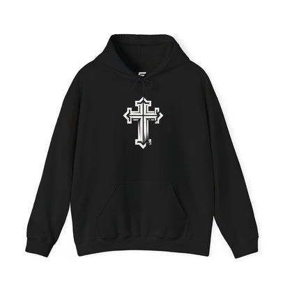 Unisex Heavy Blend™ Hooded Sweatshirt with Modern Cross Design | Cozy Casual Wear