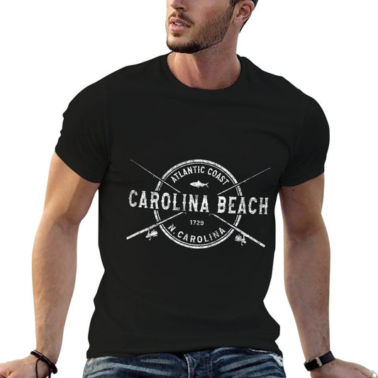 Carolina Beach NC Vintage Crossed Fishing Rods Comfortable T-Shirt